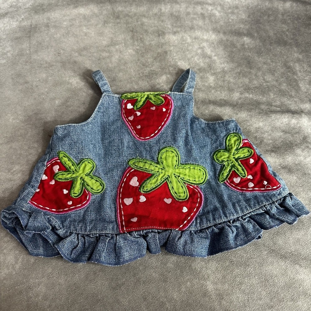 Vintage Y2K 3-6‎ Month Baby Strawberry Tank Faded Glory Baby 100% Cotton